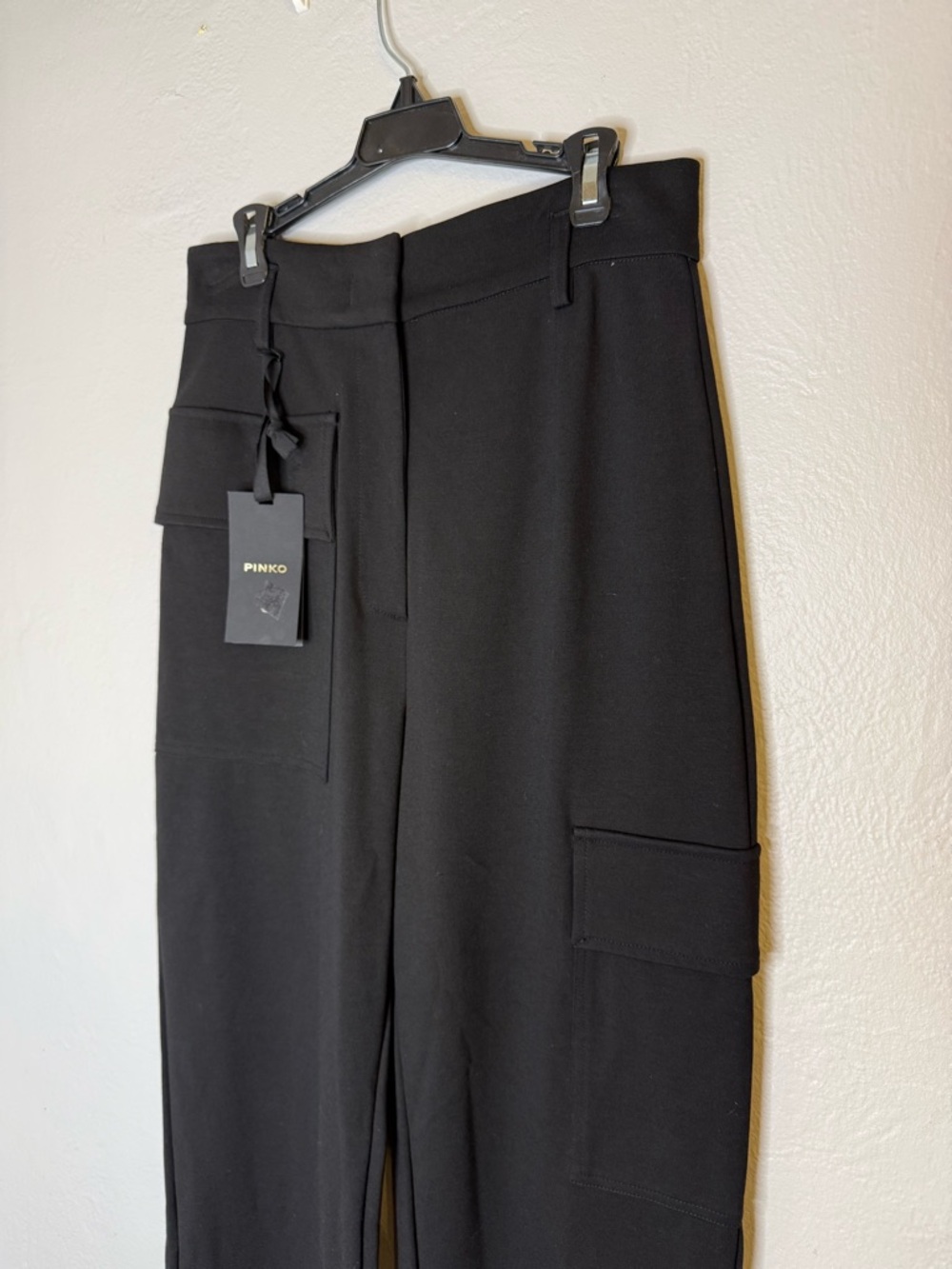 Pinko Perlita Pantalone Black Wide-Leg Cargo Pants New With Tags Size US 6 - Picture 5 of 15